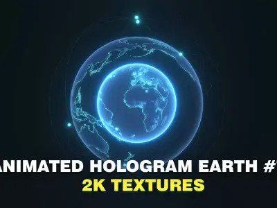 Animated Hologram Planet Earth No 7 Sci-Fi 3D Model Low-poly 3D model