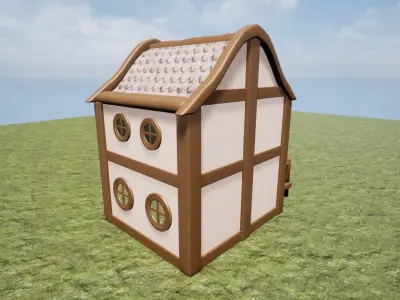 Medieval Fantasy Town Building 4 Game Ready Low-poly 3D model