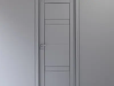 White wood interior door with white glass inserts 3D model