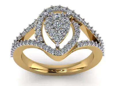 Pear Halo Cluster Diamond Ring CAD Model 3D print model