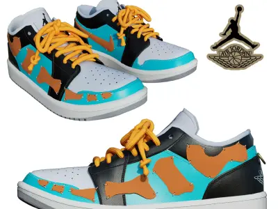 DINO 2 Air Jordan 1 LIANG LOW Shoes PBR  Low-poly 3D model