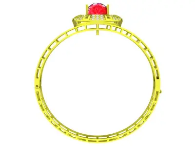 Elegant Oval Gemstone Halo Ring 3D Jewelry Model 6398 3D print model
