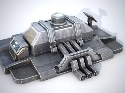 Sci-fi stylized pump station  Low-poly 3D model