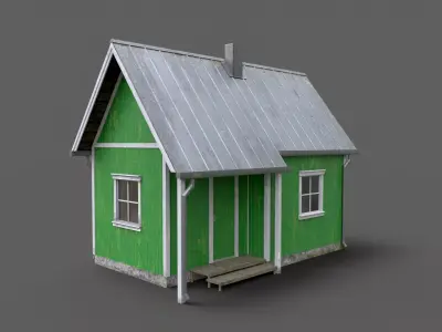 green cabin Low-poly 3D model