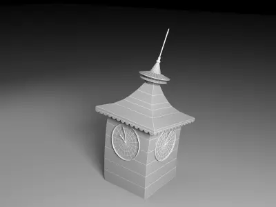 Toon ClockTower Low-poly 3D model