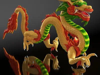  Colorful Chinese Dragon Rigged for Cinema 4D 