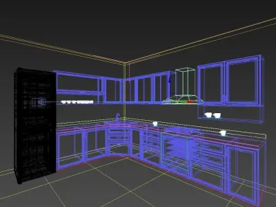 Semi classic Kitchen  Set 3D model Free 3D model