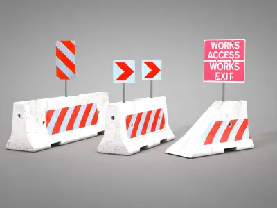 Concrete Road Barrier 3D model