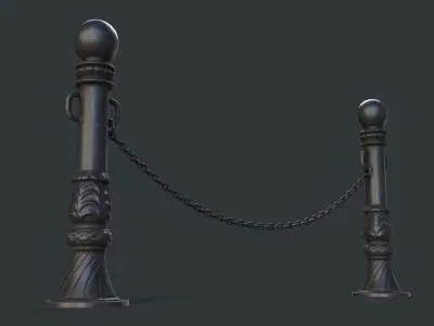 Street Bollard 01 PBR Game Ready Low-poly 3D model