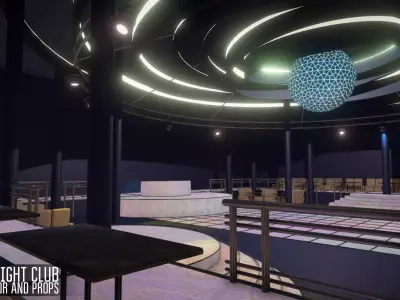 Big night club - interior and props Low-poly 3D model