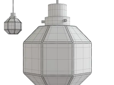 Set of Three Iron and Clear Glass Light Pedant Low-poly 3D model