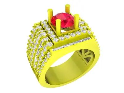 Luxury Pave Diamond Ruby Cocktail Ring for Women 7077 3D print model