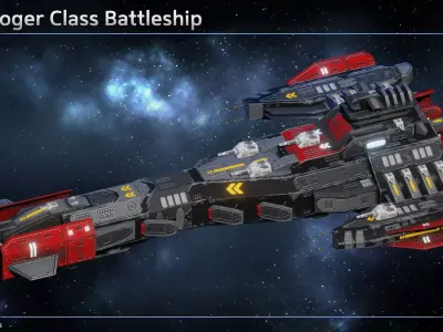 Spaceship Jolly Roger Pirate Battleship Low-poly 3D model