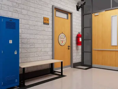 School Hallway Corridor 3D model