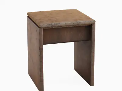 Wooden Stool A 01  Low-poly 3D model