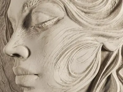 Artistic Female Portrait Relief Wall Art Low-poly 3D model