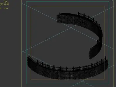 Game Construction - Diaoyutai - Bend Fence 01 3D model
