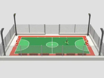 Cartoon Street Football Court 3D model
