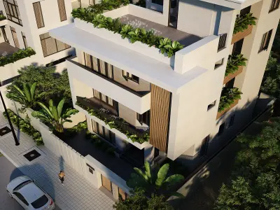 Modern Village Exterior 3d Scene - V-ray rendering 3D model