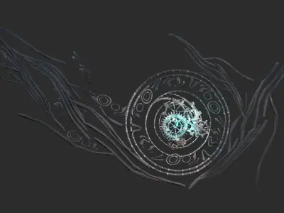 Fantasy occult dark steampunk logo  3D model