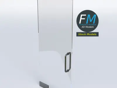 Frameless single glass door 3D model