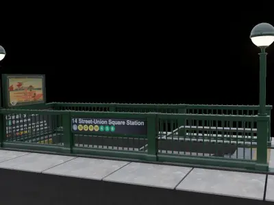 Subway Entrance - New York Subway Station Low-poly 3D model