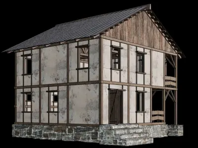 Medieval Houses 08 - 4K Textures Game Ready Low-poly 3D model