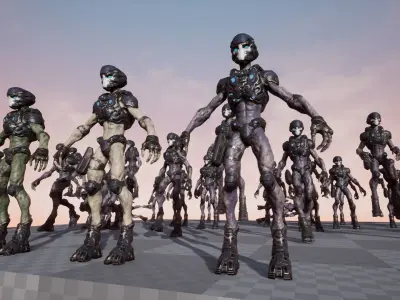 Alien v3 - Animated and Game Ready Low-poly 3D model