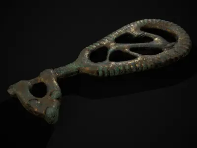 Brass Viking Key Low-poly 3D model