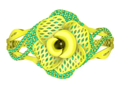 Elegant Floral Openwork Ring for Women 6328 3D print model