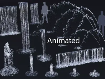 Animated Collection of Waterfalls and Fountains 3D Model Pack