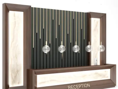 Reception 8 desk with lights and marble 3D model