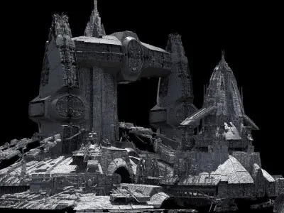 Jupiter Space station Kitbash 3 3D model