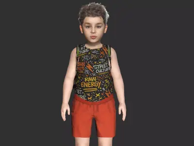 AAA 3D REALISTIC HUMAN CHARACTER - EUROPEAN LITTLE BOY  KIDS Low-poly 3D model