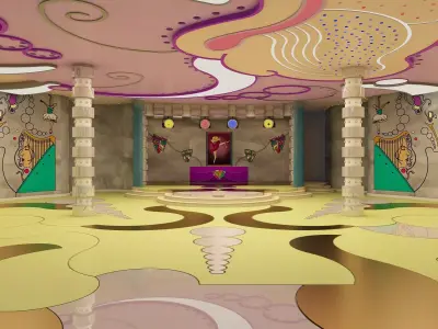 0187 - Night Club 3D Hall - 2D Drawings Low-poly 3D model