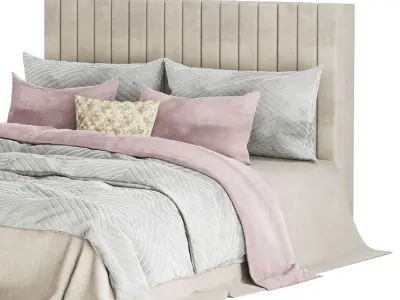 light color and Velvet bed set 3D model