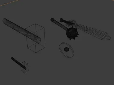 Low poly asset pack medieval weapons Free 3D model