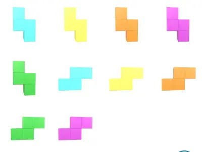 Tetris Block v4 Pack 01 Low-poly 3D model