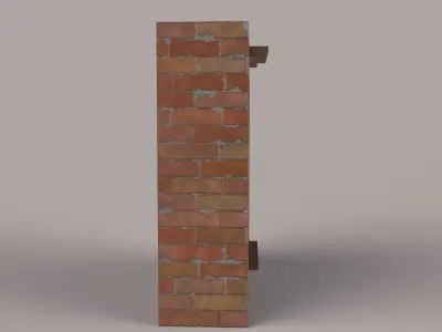 Brick Wall with window  Low-poly 3D model