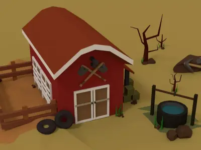 Simple Barn Low-poly 3D model