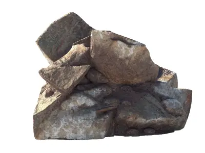 Red stone rock  Low-poly 3D model