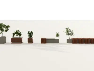 Urban Furniture Bench Set 3D model