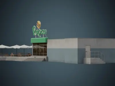 Restaurant 1B Low-poly 3D model