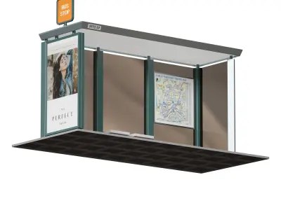 Public transport bus stop 3D model