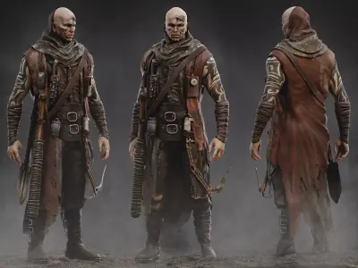 Post Apocalyptic Man Low-poly 3D model