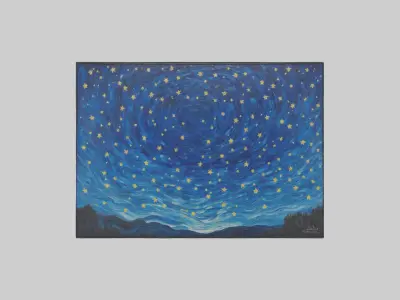 The Starry Night Painting Low-poly 3D model