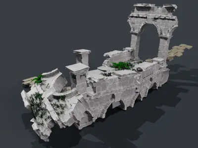 Ruin gate Low-poly 3D model 25