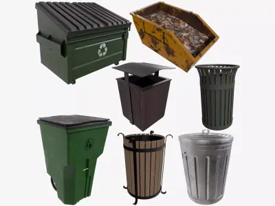Trash Bin Collection 01 3D Model Pack
