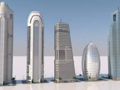 futuristic skyscrapers 3D model