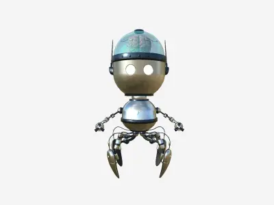Brain Robot G08 Aluminum - SciFi Character Design Low-poly 3D model